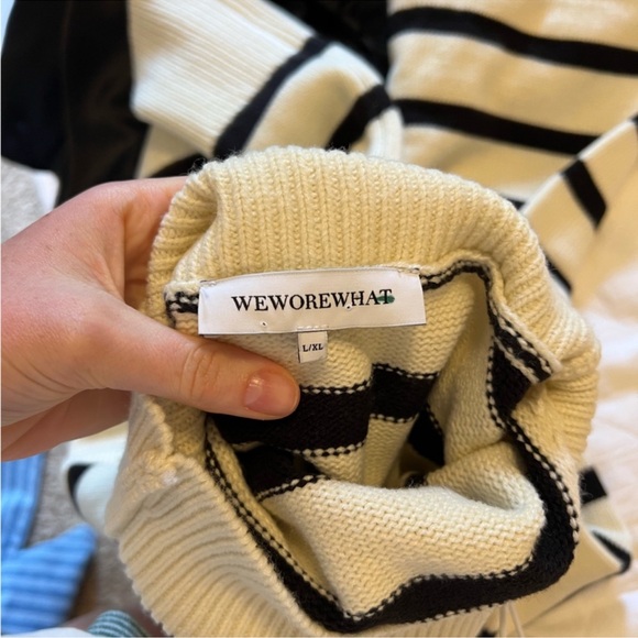 WeWoreWhat Striped Turtle Neck in Ecru & Black - Picture 8 of 8